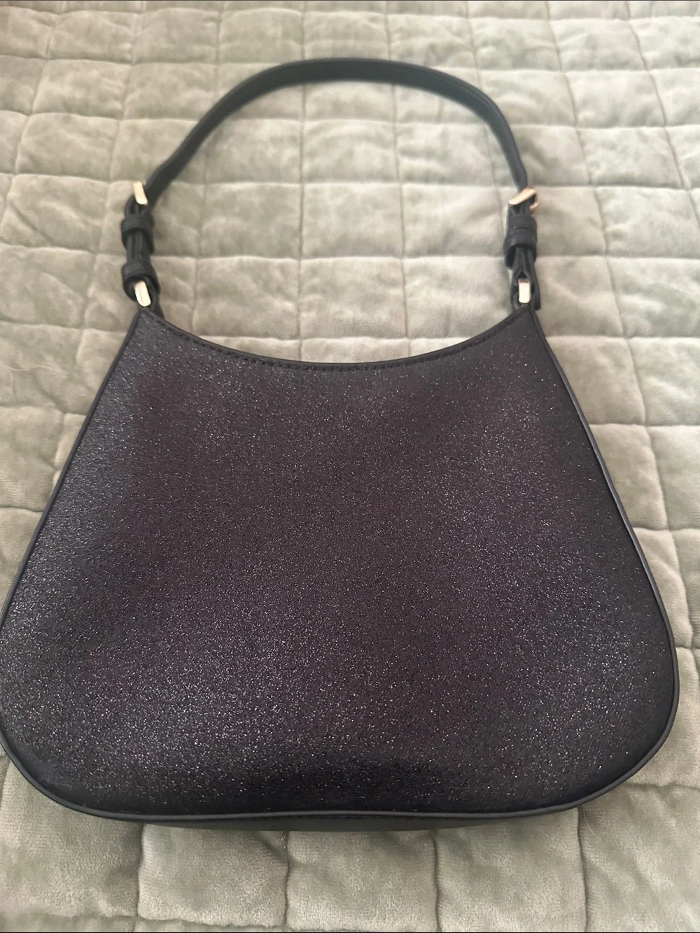 PRACTICALLY NEW kate spade Black Glitter Crescent Shoulder Bag